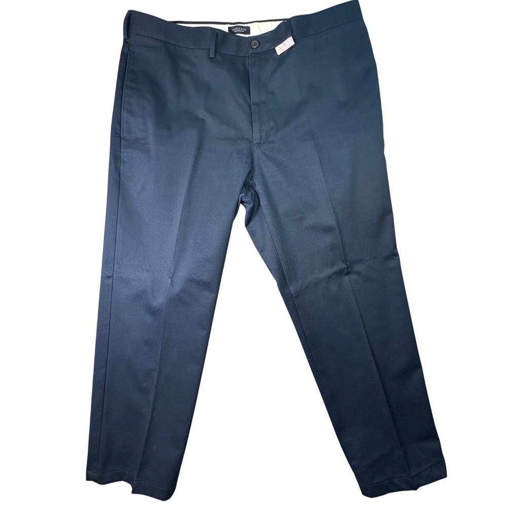 Lands End Mens Tailored Fit Chino Pants Stain Resistant 38 Navy Blue Work Wear
